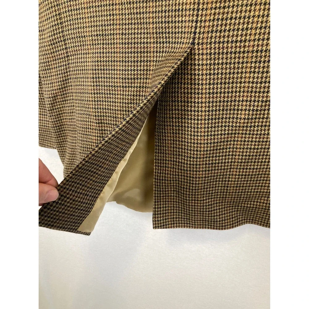Dark Academia‎ Bert Pulitzer Mens 42L Brown Lambswool Houndstooth Blazer Jacket